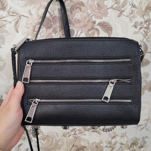 Rebecca Minkoff black purse with silver hardware and studs at the bottom - Picture 2 of 4